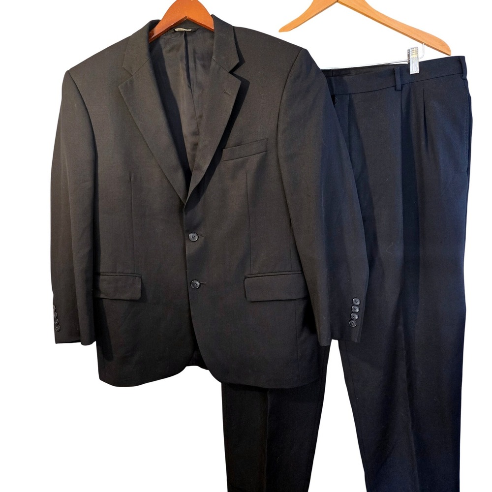 JOS A‎ BANK Mens 40S Black Wool Suit 2pc Jacket Pants 40x28 Traveler Collection
